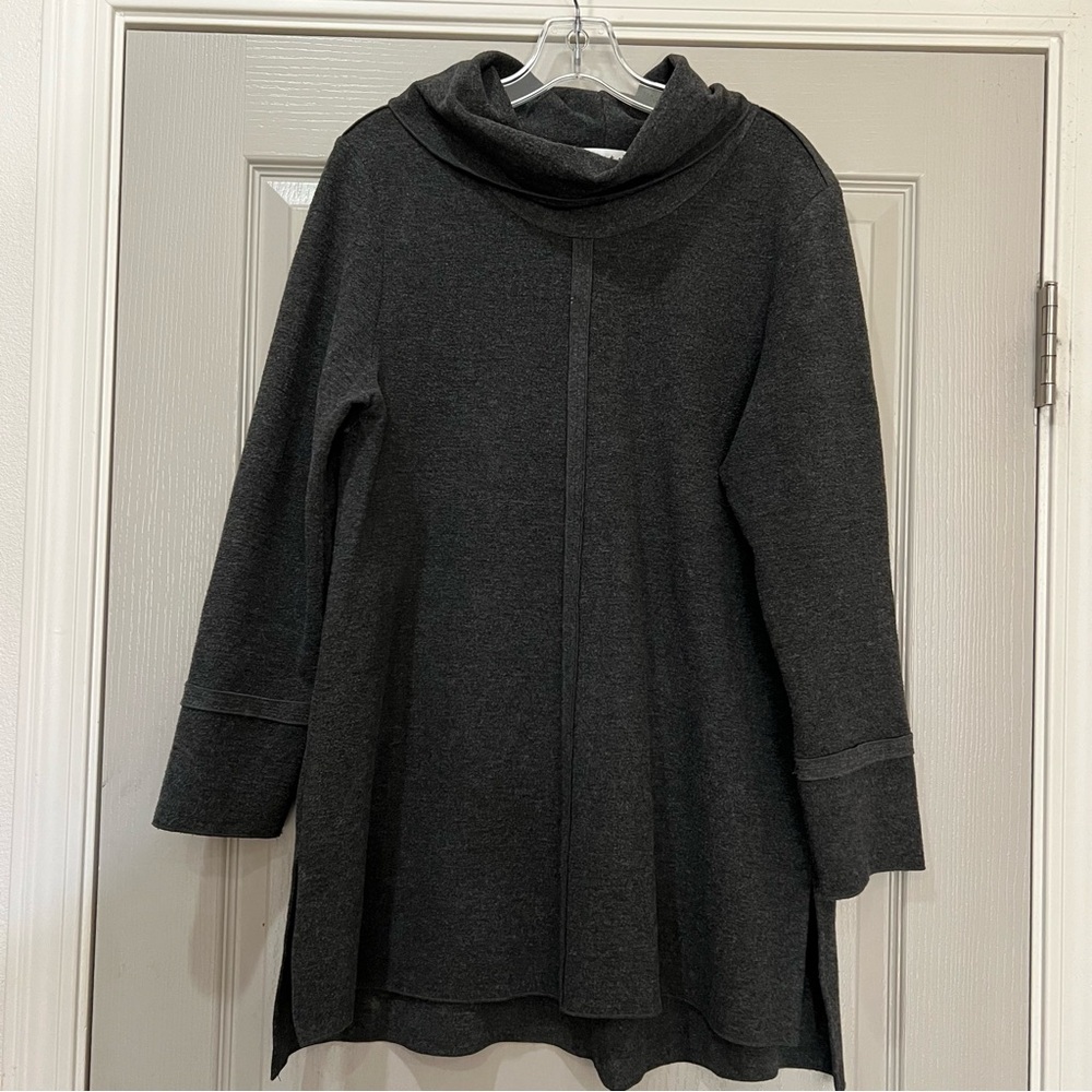 Habitat Medium Gray Cowl Neck Longline Tunic Sweater P4